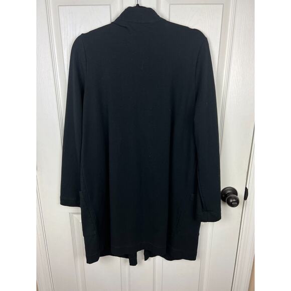 Purejill Black Pima Cotton Modal Stretch Longline Snap Closure Jacket Medium - Picture 9 of 9